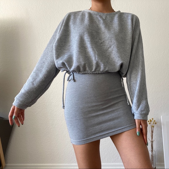 Grey color french terry crew neck sweatshirts - Picture 2 of 10
